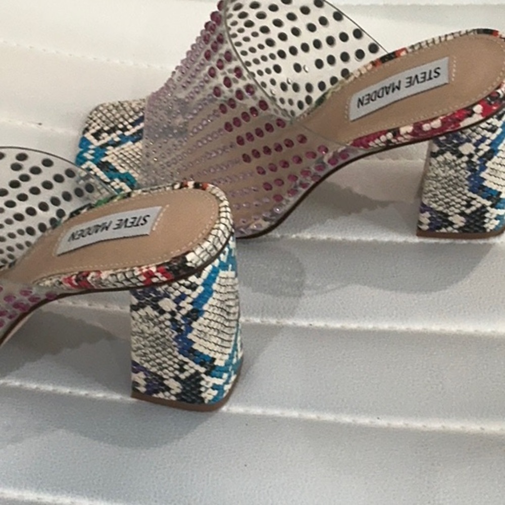 Steve Madden Multicolor Rhinestone Mules - Picture 5 of 8